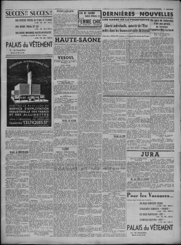 10/07/1937 - Le petit comtois [Texte imprimé] : journal républicain démocratique quotidien