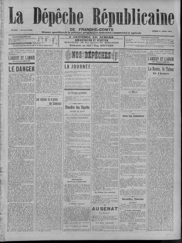 01/04/1911 - La Dépêche républicaine de Franche-Comté [Texte imprimé]