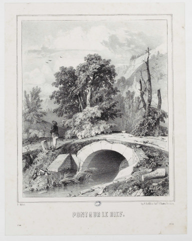 Pont sur le Bief [estampe] / P. Mallard  ; Imp. A Girod Editeur faubg. St Claude à Besançon , [Besançon] : Impr. A. Girod, [1800-1899]