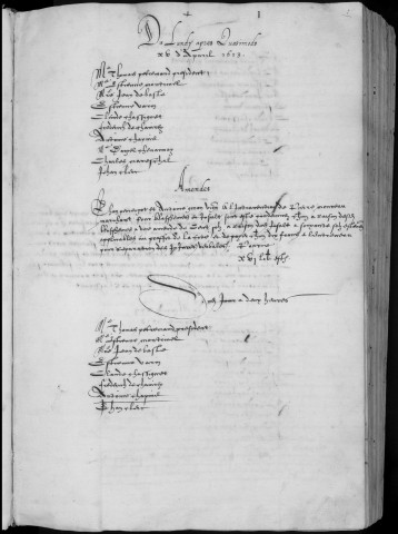 Registre des délibérations municipales 15 avril 1613 - 1er avril 1616