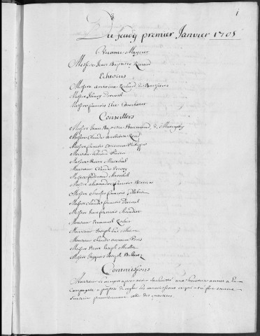 Registre des délibérations municipales 1er janvier - 31 août 1705