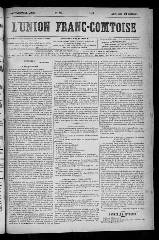 22/10/1883 - L'Union franc-comtoise [Texte imprimé]