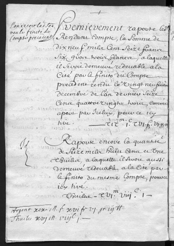 Comptes de la Ville de Besançon, recettes et dépenses, Compte de Jacques Antoine Varin (1684)
