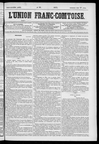 25/04/1873 - L'Union franc-comtoise [Texte imprimé]