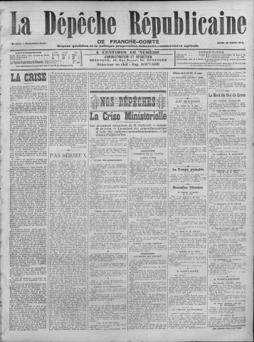 20/03/1913 - La Dépêche républicaine de Franche-Comté [Texte imprimé]