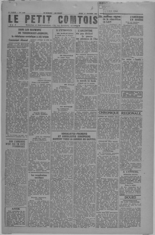 17/02/1944 - Le petit comtois [Texte imprimé] : journal républicain démocratique quotidien