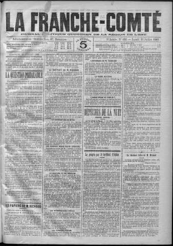 15/07/1889 - La Franche-Comté : journal politique de la région de l'Est