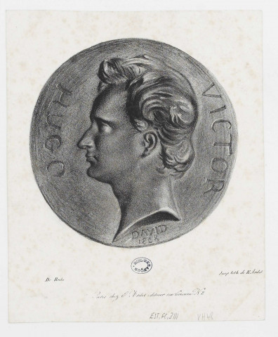 Victor Hugo [image fixe] / lith. de E. Ardit  ; David , Paris : chez E. Ardit éditeur rue Vivienne N°2, 1830/1840
