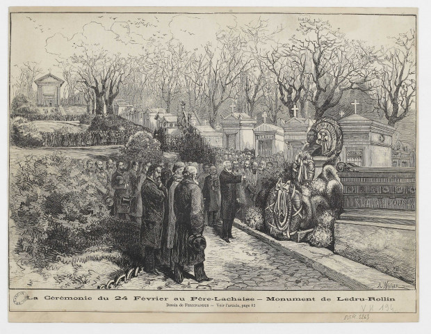 La cérémonie du 24 Février au Père-Lachaise - Monument de Ledru-Rollin [image fixe] / A. Hauger ; dessin de Ferdinandus , 1878