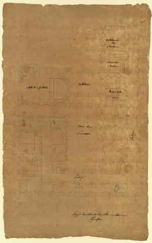 Versailles [Dessin] : projets pour la reconstruction du château : plan du rez-de-chaussée du château de Versailles : portion de l'aile gauche , 1750/1799