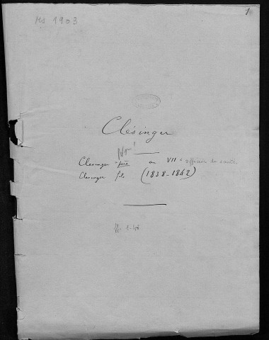 Ms 1903 - Correspondance de Charles Weiss (tome XVI) : de Clésinger à Deis