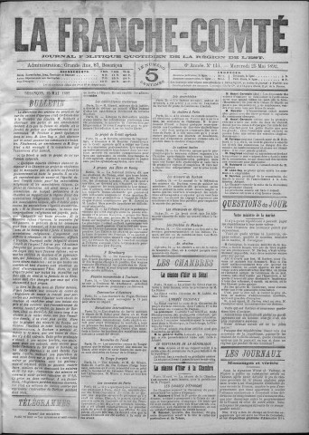 25/05/1892 - La Franche-Comté : journal politique de la région de l'Est
