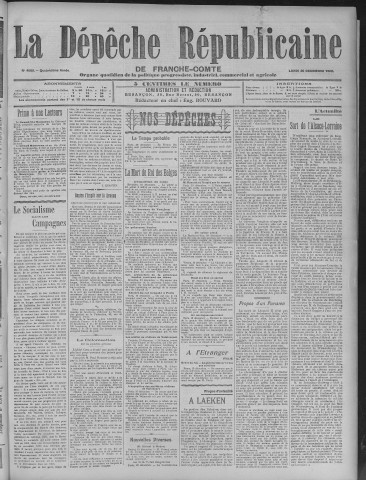 20/12/1909 - La Dépêche républicaine de Franche-Comté [Texte imprimé]