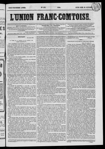 29/10/1868 - L'Union franc-comtoise [Texte imprimé]