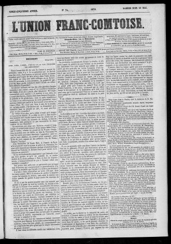 28/05/1870 - L'Union franc-comtoise [Texte imprimé]