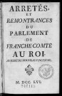 Arrêtés et remontrances du parlement de Franche-Comte au roi