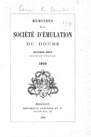 01/02/1905 - Mémoires de la Société d'émulation du Doubs [Texte imprimé]