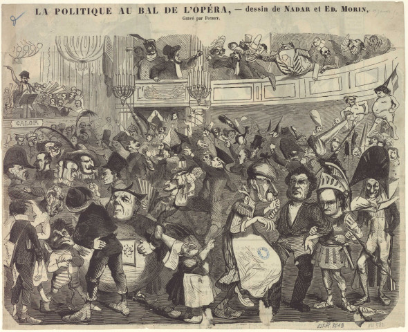 La politique au bal de l'opéra [image fixe] / Dessin de Nadar et Ed. Morin ; Gravé par Pothey 1850
