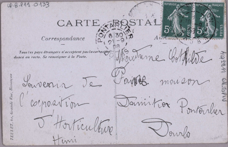 [Souvenir de l'exposition d'horticulture] [image fixe] , Besançon : Teulet, 61, Grande Rue, Besançon, 1901/1908