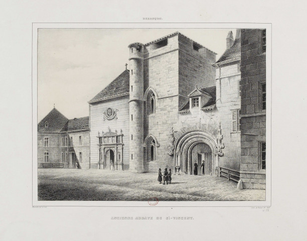 Ancienne abbaye de St.-Vincent [image fixe] : Besançon / Marnotte del. et lith., lith: de Valluet jne editr , 1800-1899