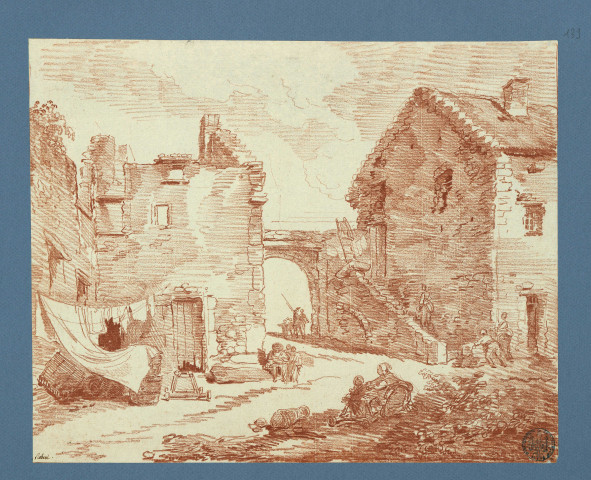 Personnages dans une cour de ferme , [Rome], [circa 1764]