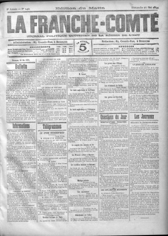 27/05/1894 - La Franche-Comté : journal politique de la région de l'Est