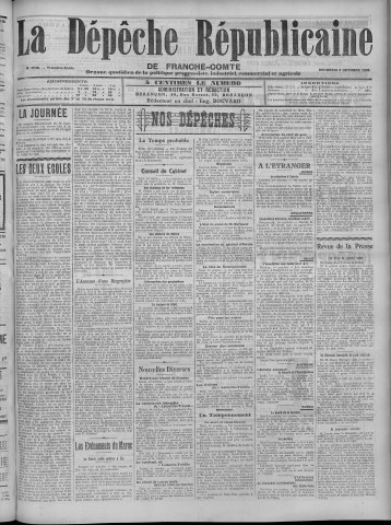 02/10/1908 - La Dépêche républicaine de Franche-Comté [Texte imprimé]