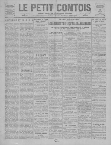 08/08/1926 - Le petit comtois [Texte imprimé] : journal républicain démocratique quotidien