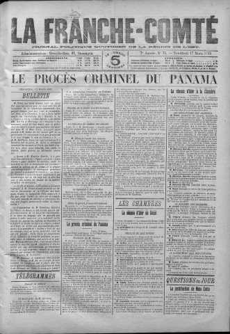 17/03/1893 - La Franche-Comté : journal politique de la région de l'Est