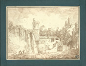 17 - Personnages autour d'un feu au pied d'une muraille , [France ?], [vers 1765]