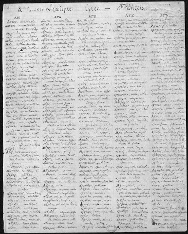 Ms 2830 - Pierre-Joseph Proudhon. "Dictionnaire abrégé Grec-Français".