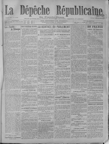 15/01/1919 - La Dépêche républicaine de Franche-Comté [Texte imprimé]