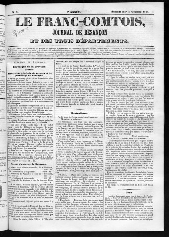 19/10/1844 - Le Franc-comtois - Journal de Besançon et des trois départements
