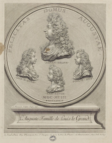 [Portraits de la famille de Louis XIV] / S.Thomassin Sculptor Regius 1696. Ce Vend a Paris Chez Thomassin Rue St Jacques vis a vis la Rue du Plastre a l'Annonciation.- A Paris : S; Thomassin