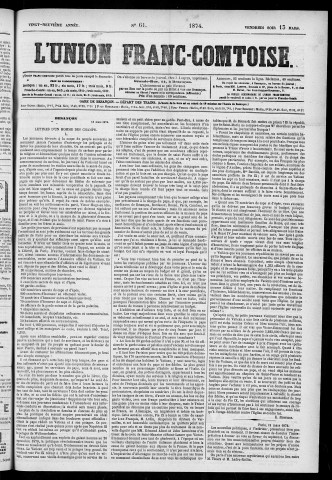 13/03/1874 - L'Union franc-comtoise [Texte imprimé]
