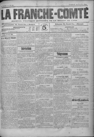 22/02/1895 - La Franche-Comté : journal politique de la région de l'Est