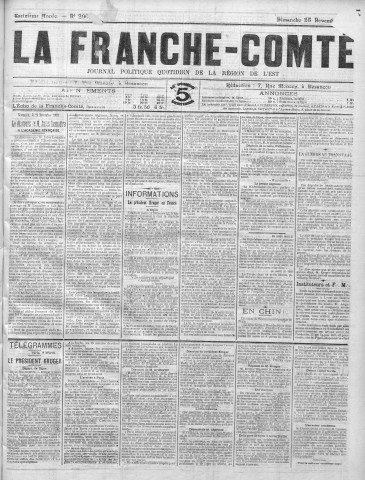 25/11/1900 - La Franche-Comté : journal politique de la région de l'Est