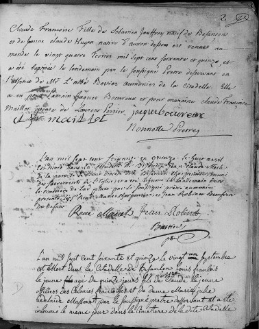Registre d'établissements militaires : La Citadelle
baptêmes (naissances), mariages sépultures (décès) (24 février 1775 - 7 octobre 1783)
