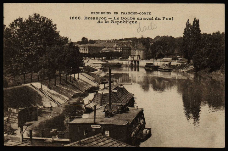 Besançon - Le Doubs en aval du Pont de la République [image fixe] , Besançon ; Lyon : Edit. L. Gaillard-Prêtre : Imp. B & G, 1912/1917