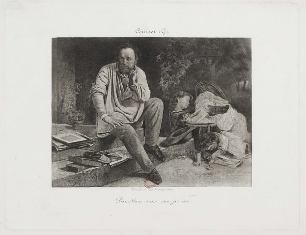 Proudhon dans son jardin [image fixe] / Courbet (G.)  ; Georges Petit , Paris : procédé et Imp. Georges Petit :, 1865