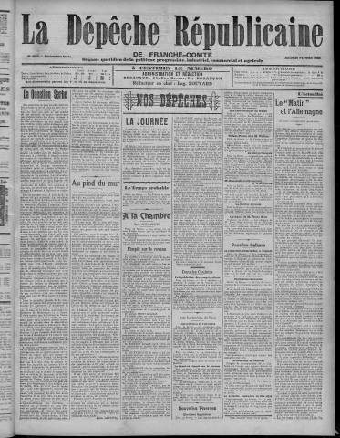 25/02/1909 - La Dépêche républicaine de Franche-Comté [Texte imprimé]