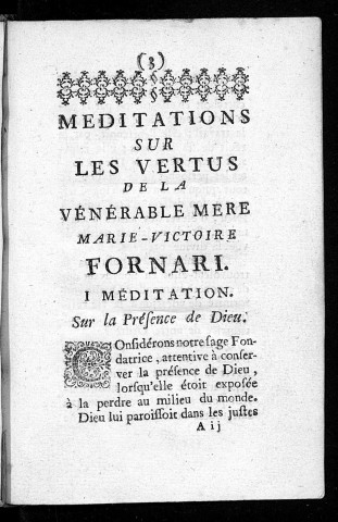 Méditations sur les vertus de la Vénérable mère Marie-Victoire Fornari, fondatrice de l'ordre de l'Annonciade céleste