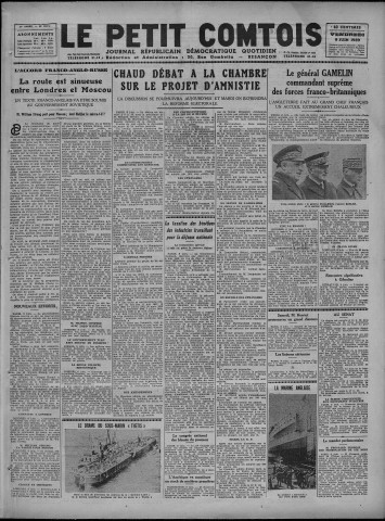 09/06/1939 - Le petit comtois [Texte imprimé] : journal républicain démocratique quotidien