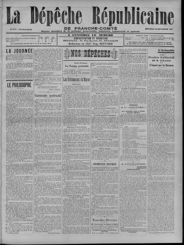 18/09/1907 - La Dépêche républicaine de Franche-Comté [Texte imprimé]