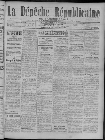 22/02/1906 - La Dépêche républicaine de Franche-Comté [Texte imprimé]