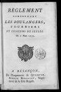 Réglement concernant les boulangers, fourniers et cuiseurs de seuses. Du 2 mars 1735