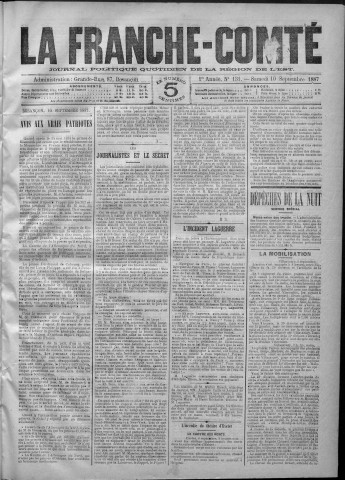 10/09/1887 - La Franche-Comté : journal politique de la région de l'Est
