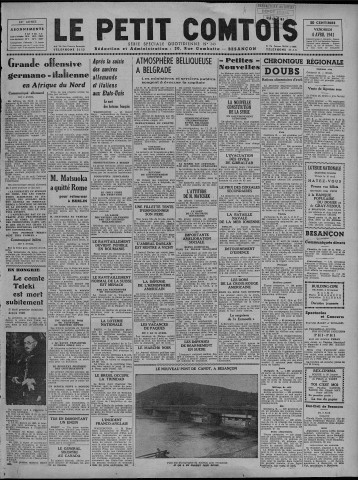 04/04/1941 - Le petit comtois [Texte imprimé] : journal républicain démocratique quotidien