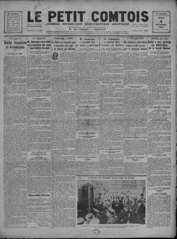 04/10/1934 - Le petit comtois [Texte imprimé] : journal républicain démocratique quotidien