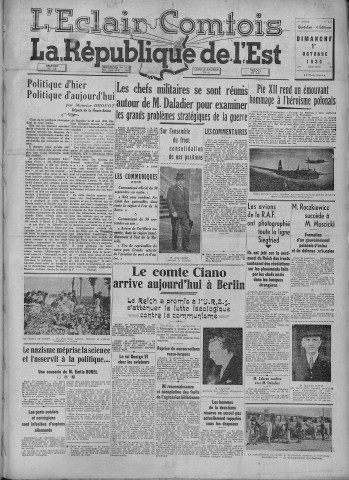 01/10/1939 - La République de l'Est [Texte imprimé]